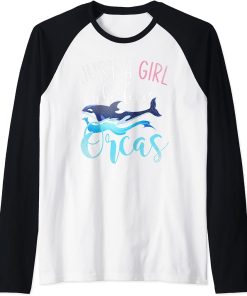 Orca Ocean Animal Aquarist Women Girls Gift Killer Whale Raglan Baseball Tee