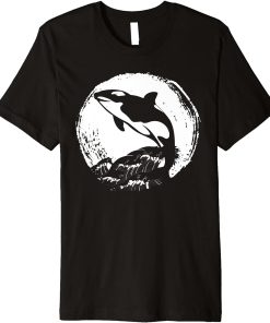 Full Moon Killer Whale Ocean Animal Lover Waves Orca Premium T-Shirt