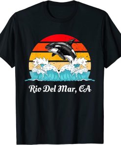 Vintage Rio Del Mar CA Distressed Orca Killer Whale Art T-Shirt