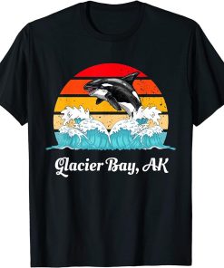 Vintage Glacier Bay AK Distressed Orca Killer Whale Art T-Shirt