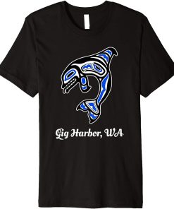 Blue Native American Gig Harbor WA Tribal Orca Killer Whale Premium T-Shirt