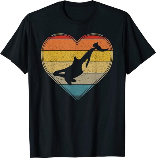 Retro Love Killer Whale Orca Vintage Novelty Graphic T-Shirt