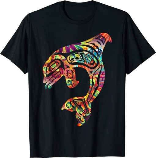 Native American Colorful Orca Killer Whale Pacific Northwest T-Shirt