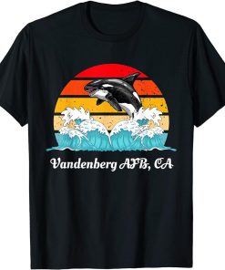 Vintage Vandenberg-AFB CA Distressed Orca Killer Whale Art T-Shirt