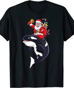 Cute Santa Claus Riding Orca Killer Whale Sea Animal Gift T-Shirt