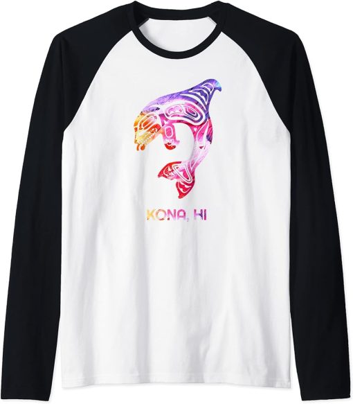 Tribal Kona Orca Killer Whale Indigenous Native Raglan Baseball Tee